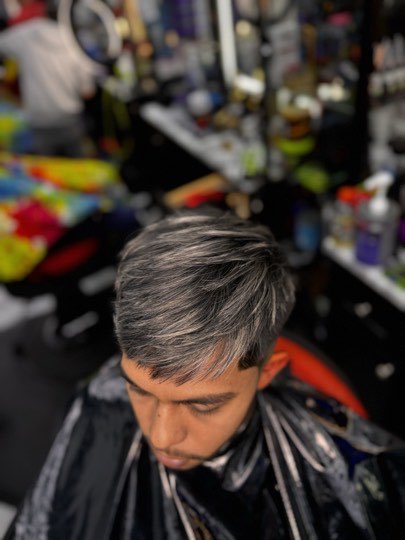 Silver gray color with a textured top and faded sides.